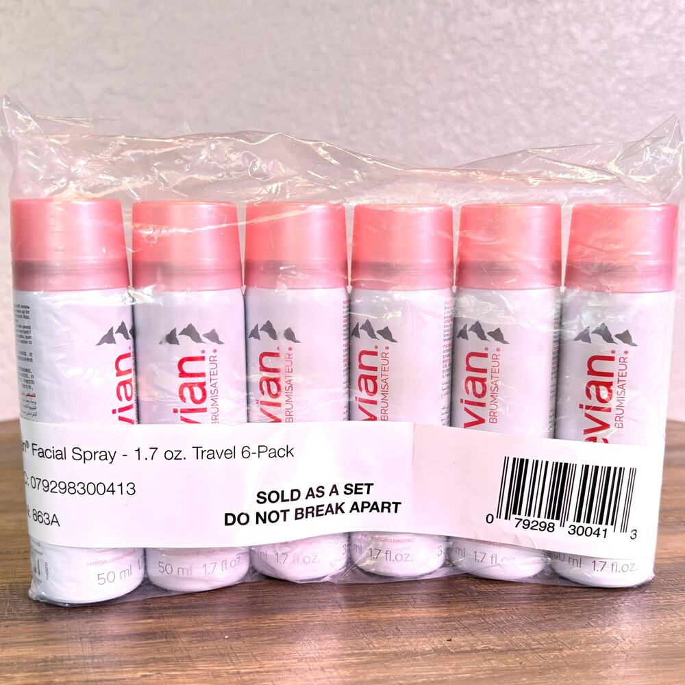 Evian Facial Spray 1.7 oz Travel 6-Pack Hydrating Mineral Mist  Sealed exp 2/28